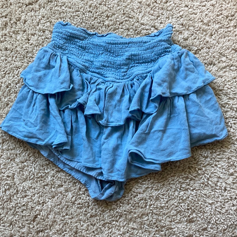 Juniors Rock N Rags Light Blue Ruffle Skirt With Built In Shorts